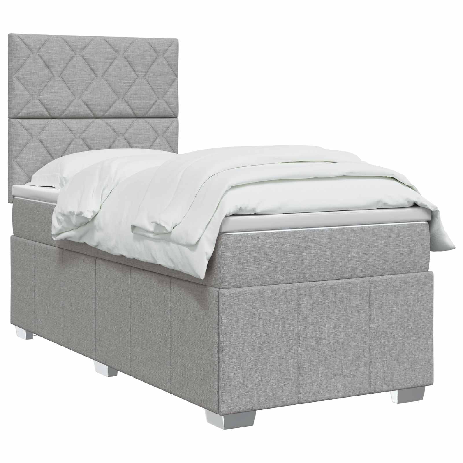 vidaXL Łóżko z box spring LED z materacem jasnoszary 90 x 200 cm