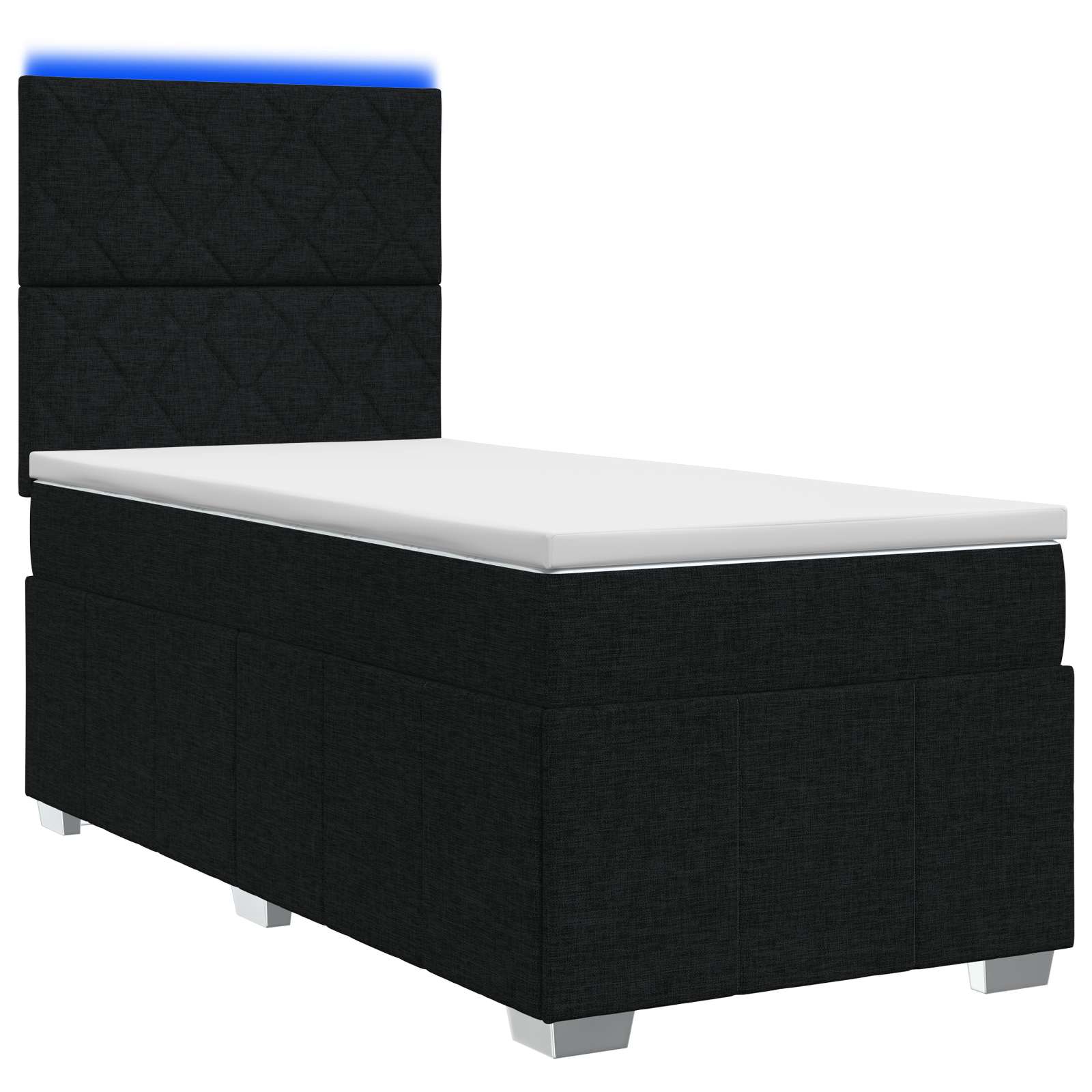 vidaXL Łóżko z box spring LED z materacem Czarny 90 x 200 cm tkanina