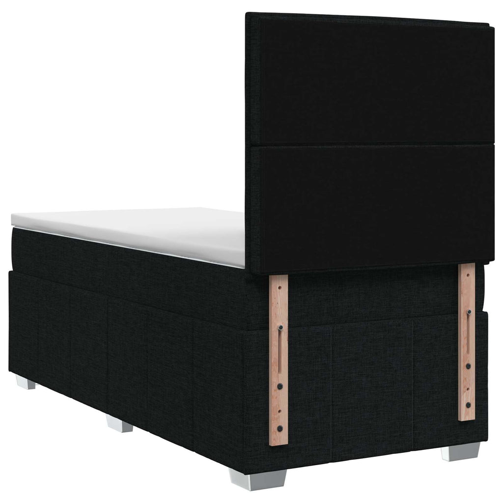 vidaXL Łóżko z box spring LED z materacem Czarny 90 x 200 cm tkanina