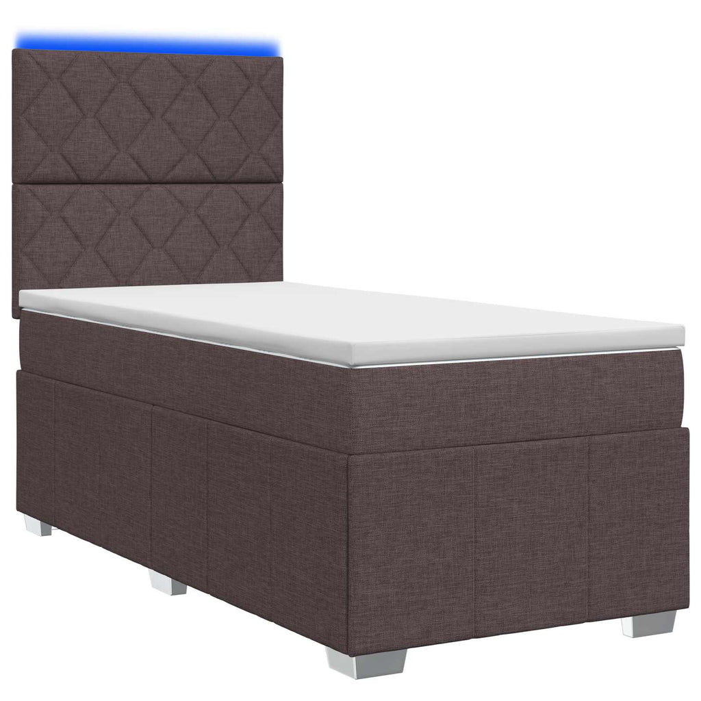 vidaXL Łóżko z box spring LED z materacem Ciemny brąz 90 x 200 cm