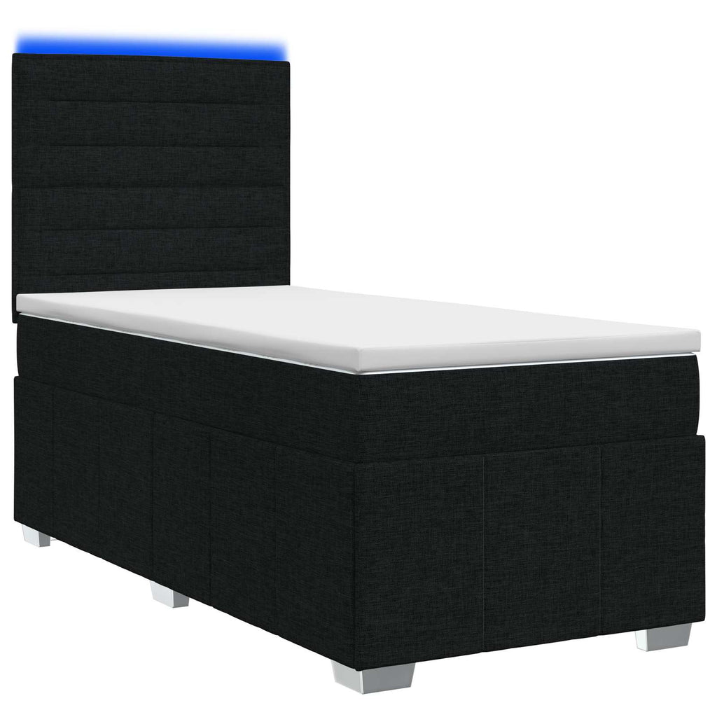 vidaXL Łóżko z box spring LED z materacem Czarny 100 x 200 cm tkanina