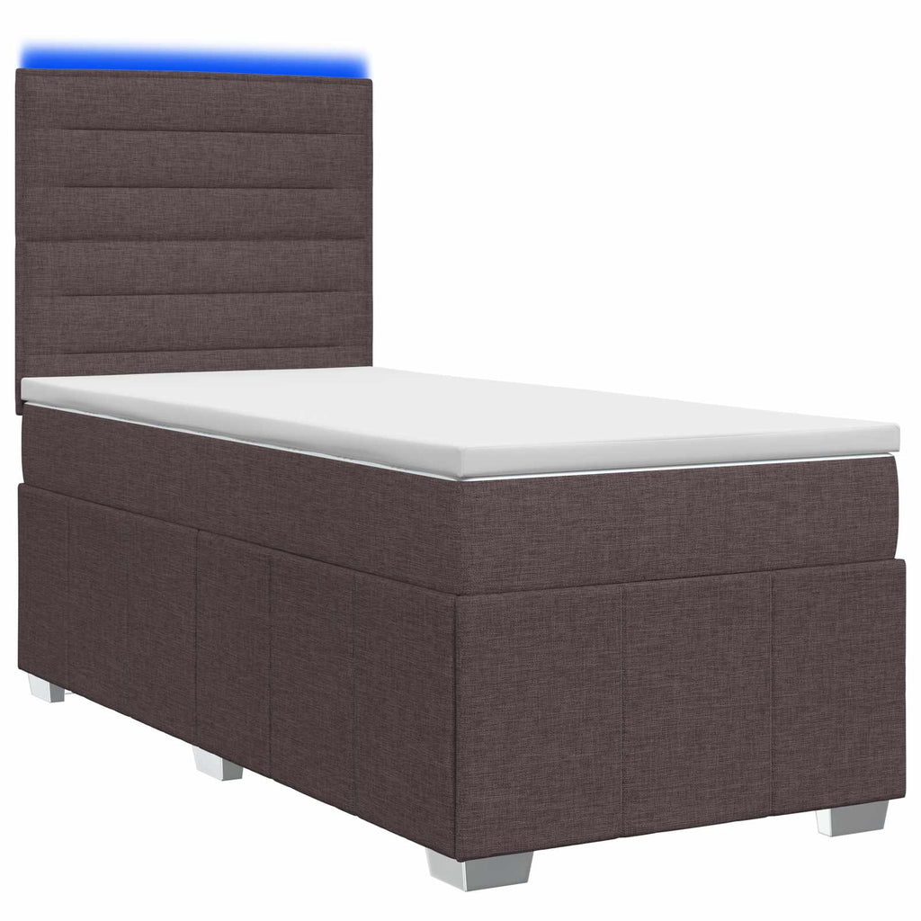 vidaXL Łóżko z box spring LED z materacem Ciemny brąz 100 x 200 cm