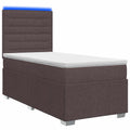vidaXL Łóżko z box spring LED z materacem Ciemny brąz 100 x 200 cm