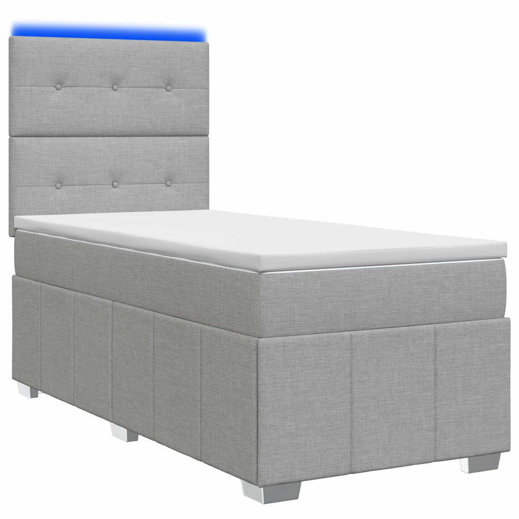 vidaXL Łóżko z box spring LED z materacem jasnoszary 100 x 200 cm