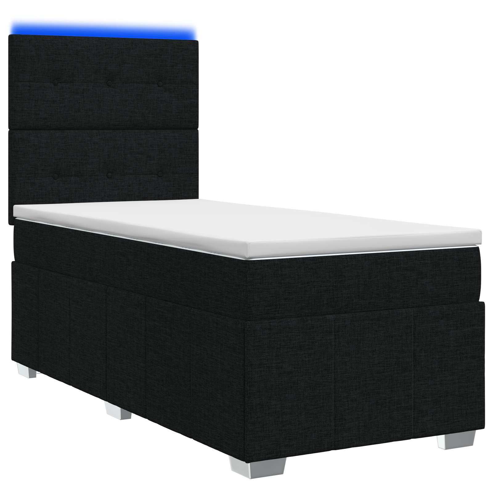 vidaXL Łóżko z box spring LED z materacem Czarny 100 x 200 cm tkanina