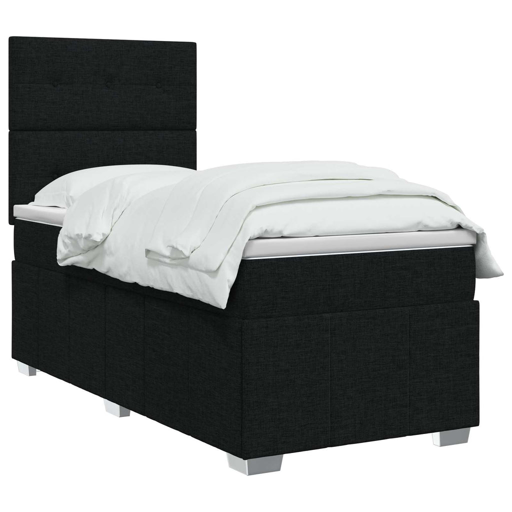 vidaXL Łóżko z box spring LED z materacem Czarny 100 x 200 cm tkanina