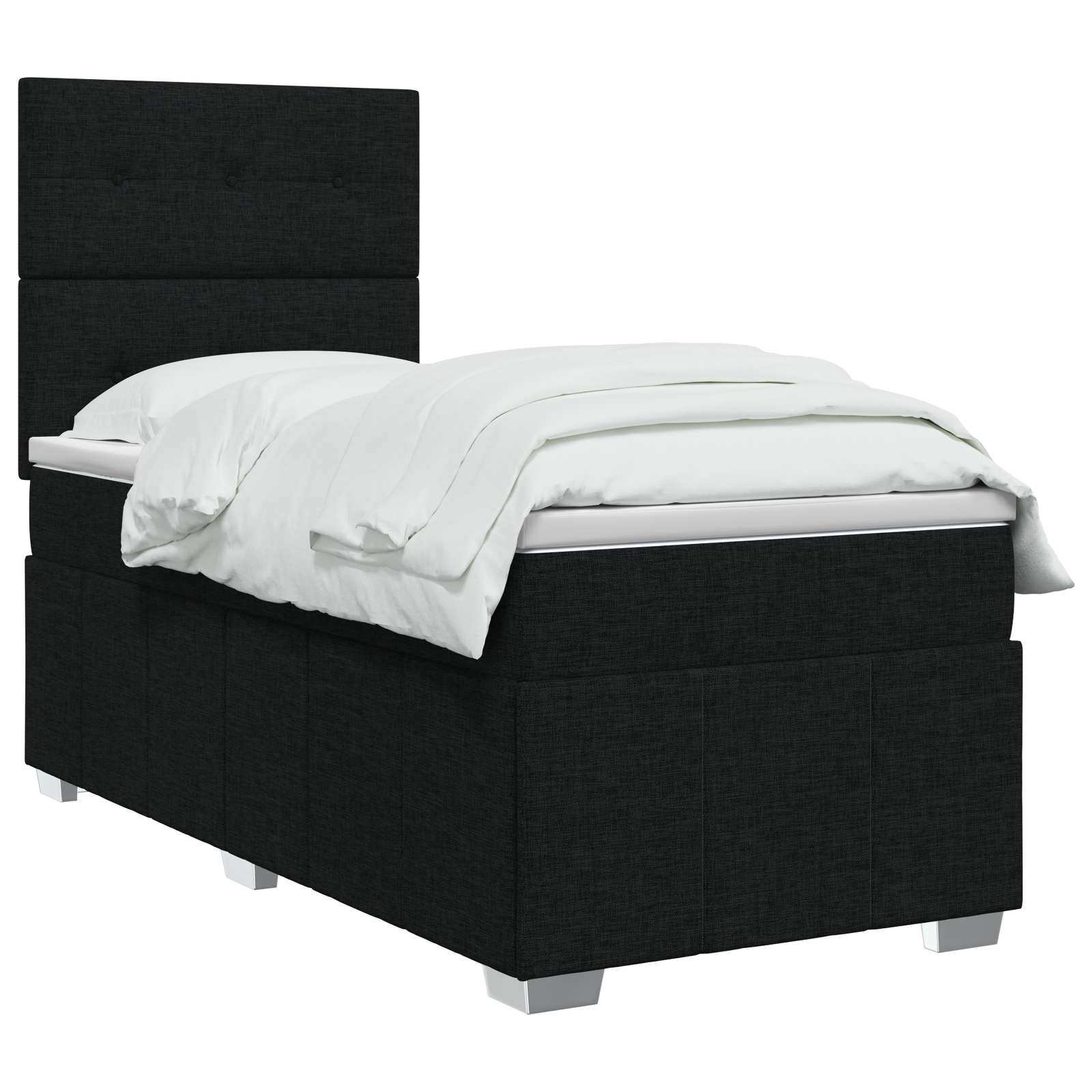 vidaXL Łóżko z box spring LED z materacem Czarny 100 x 200 cm tkanina