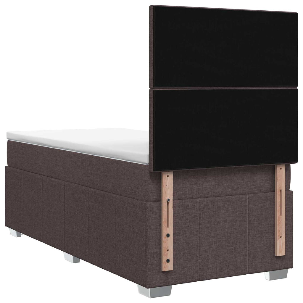 vidaXL Łóżko z box spring LED z materacem Ciemny brąz 100 x 200 cm