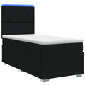 vidaXL Łóżko z box spring LED z materacem Czarny 100 x 200 cm tkanina