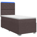 vidaXL Łóżko z box spring LED z materacem Ciemny brąz 100 x 200 cm
