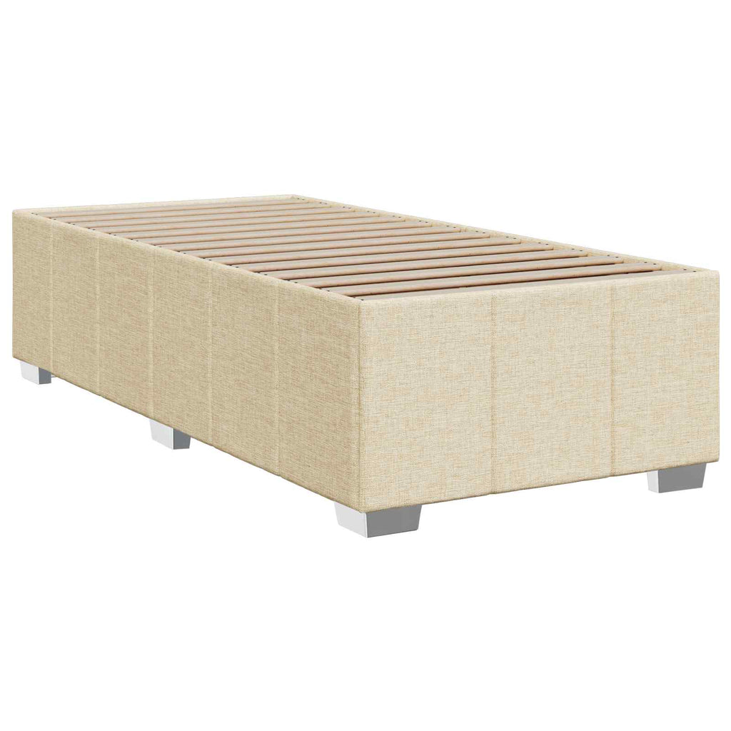 vidaXL Łóżko z box spring LED z materacem kremowy 100 x 200 cm tkanina