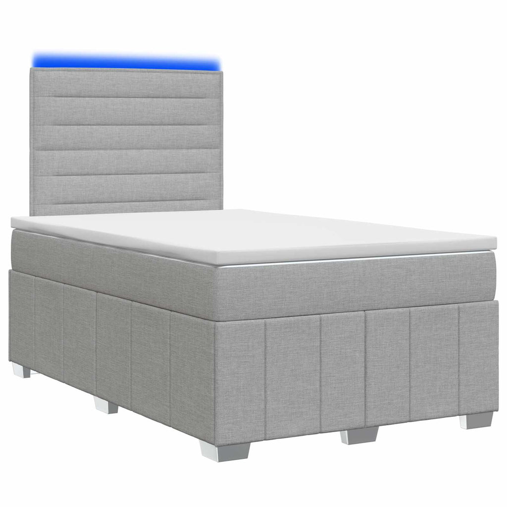 vidaXL Łóżko z box spring LED z materacem jasnoszary 120 x 190 cm