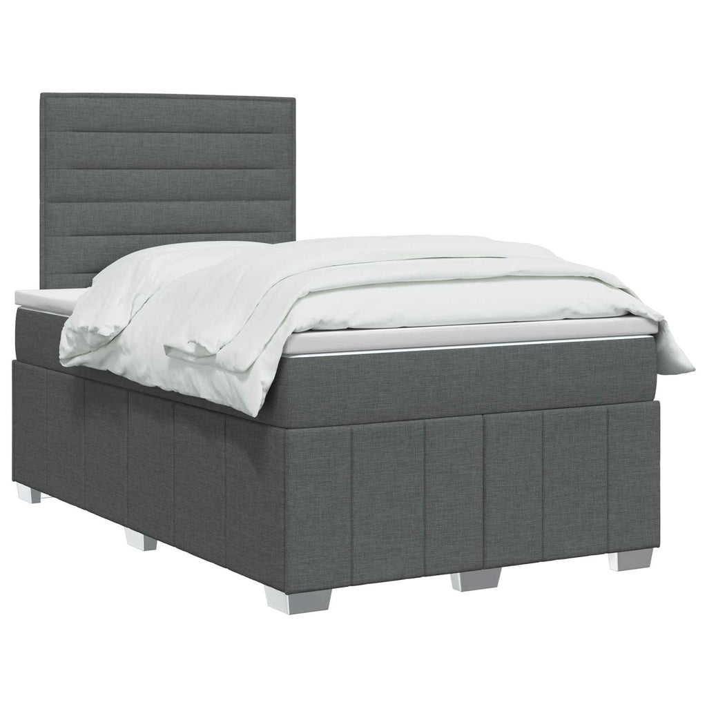 vidaXL Łóżko z box spring LED z materacem ciemnoszary 120 x 190 cm