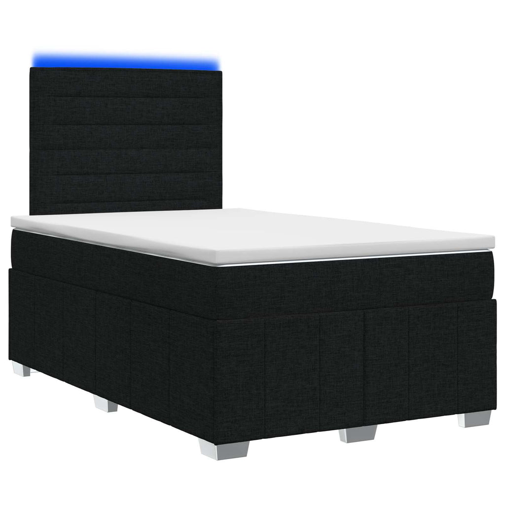 vidaXL Łóżko z box spring LED z materacem Czarny 120 x 190 cm tkanina