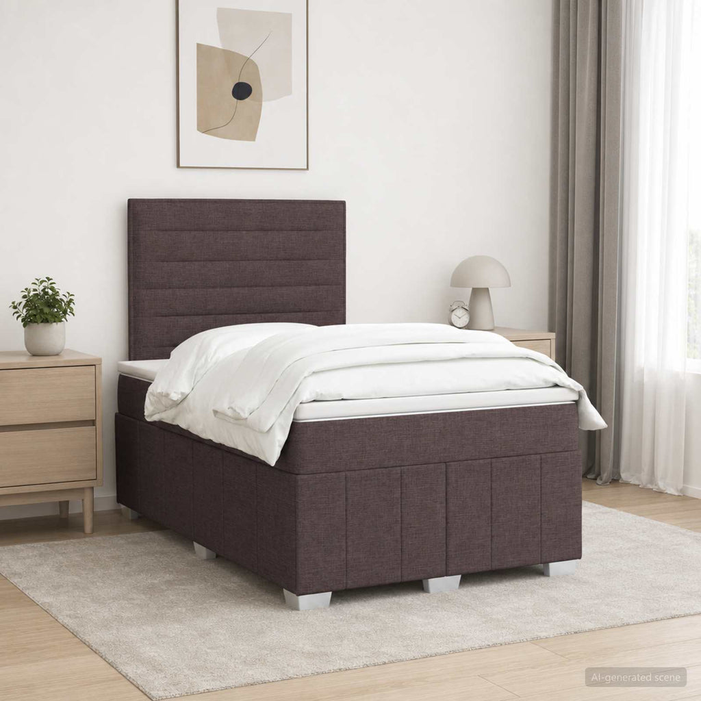 vidaXL Łóżko z box spring LED z materacem Ciemny brąz 120 x 190 cm