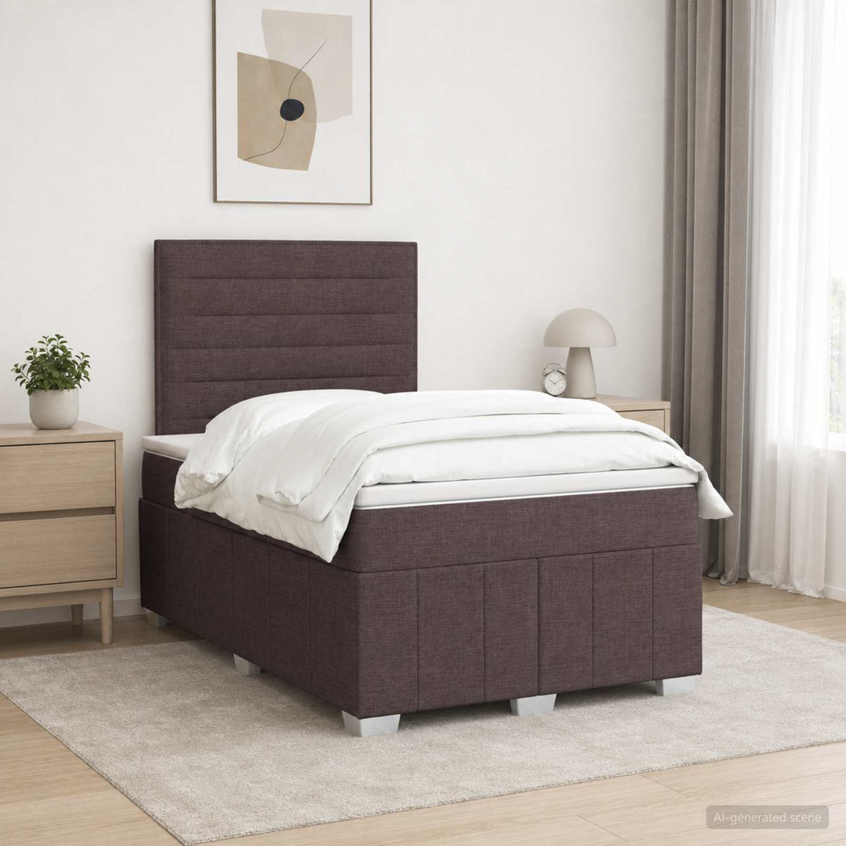 vidaXL Łóżko z box spring LED z materacem Ciemny brąz 120 x 190 cm