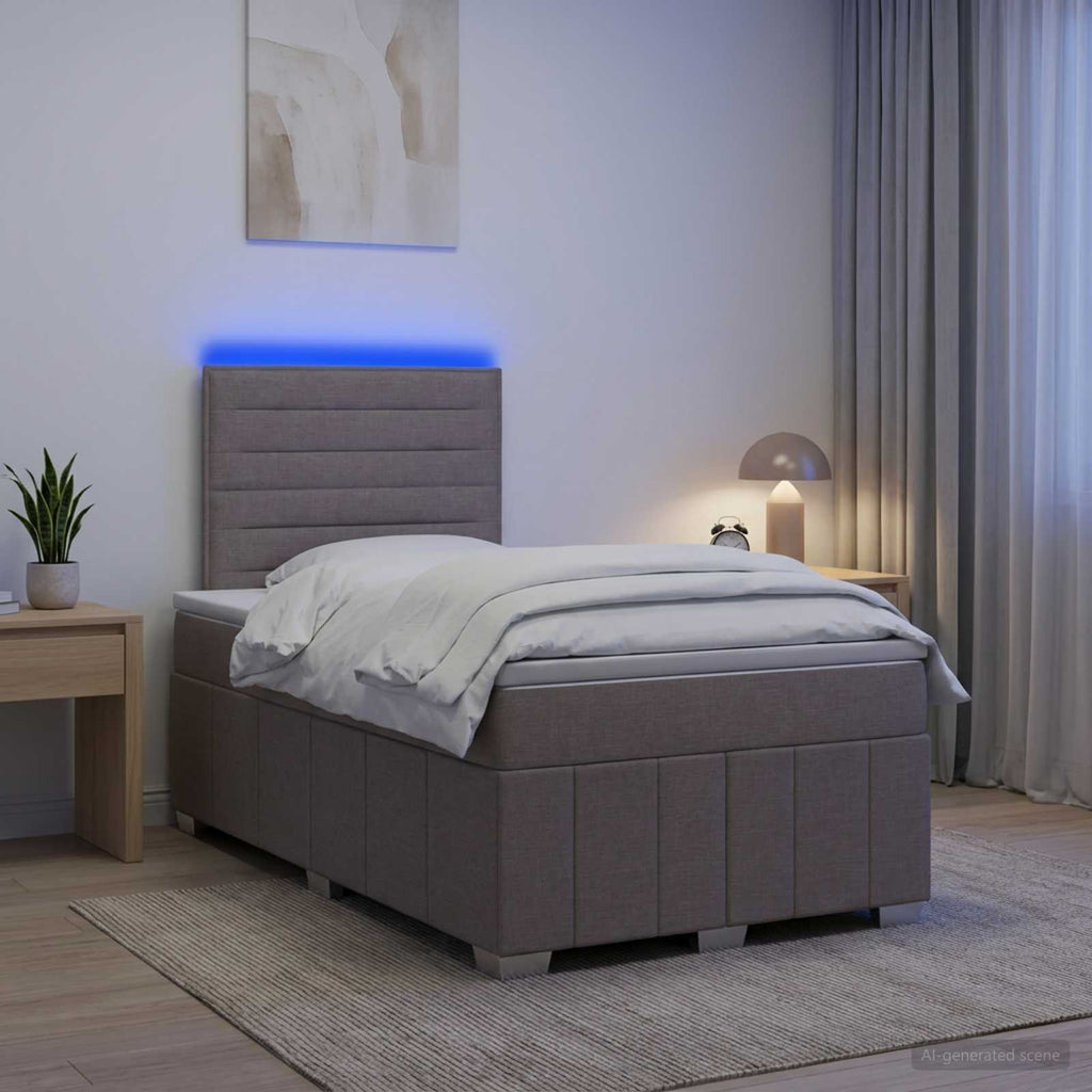 vidaXL Łóżko z box spring LED z materacem Ciemnoszary 120 x 200 cm
