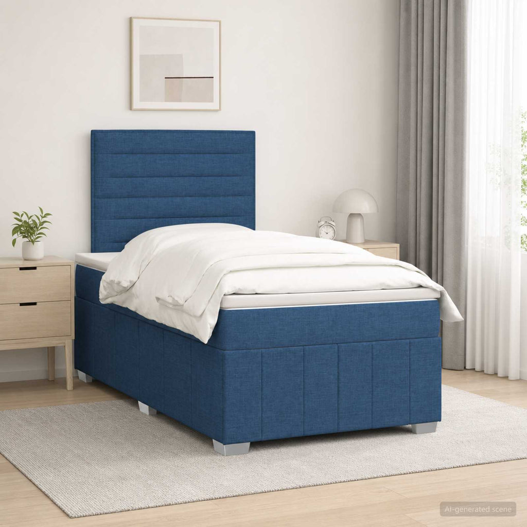 vidaXL Łóżko z box spring LED z materacem niebieski 120 x 200 cm