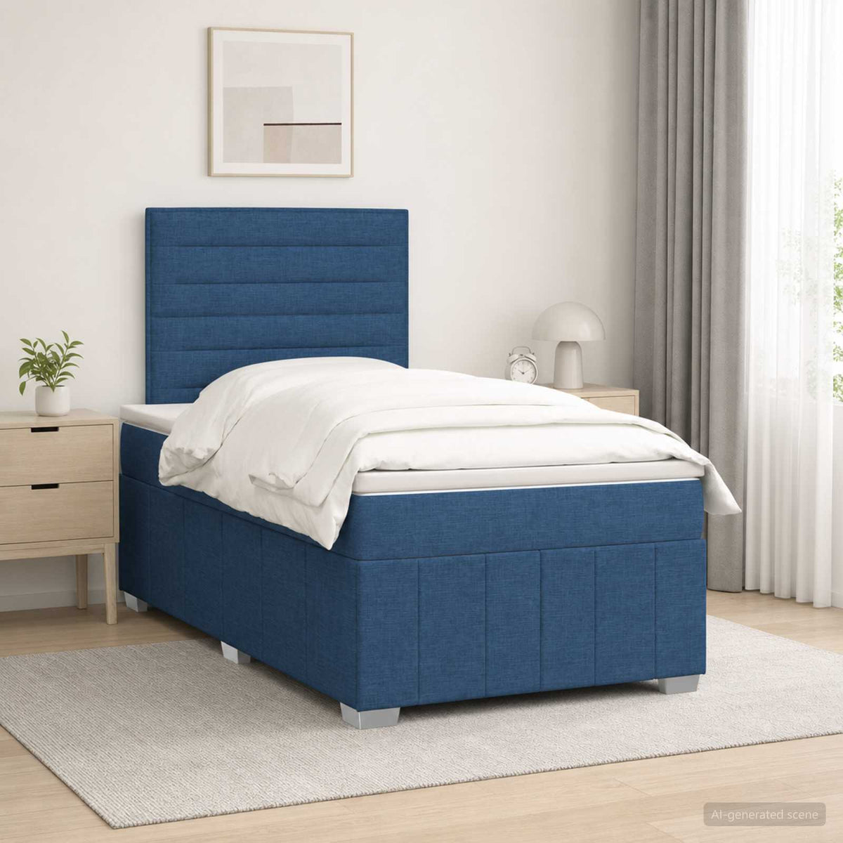 vidaXL Łóżko z box spring LED z materacem niebieski 120 x 200 cm
