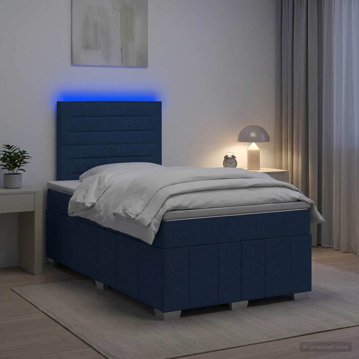 vidaXL Łóżko z box spring LED z materacem niebieski 120 x 200 cm