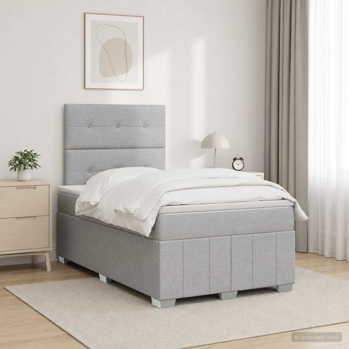 vidaXL Łóżko z box spring LED z materacem jasnoszary 120 x 190 cm