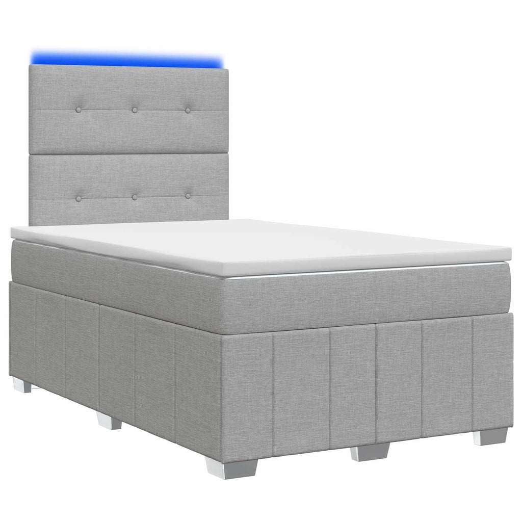 vidaXL Łóżko z box spring LED z materacem jasnoszary 120 x 190 cm