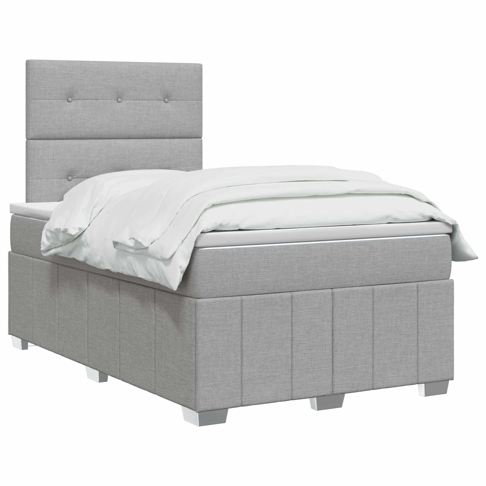 vidaXL Łóżko z box spring LED z materacem jasnoszary 120 x 190 cm