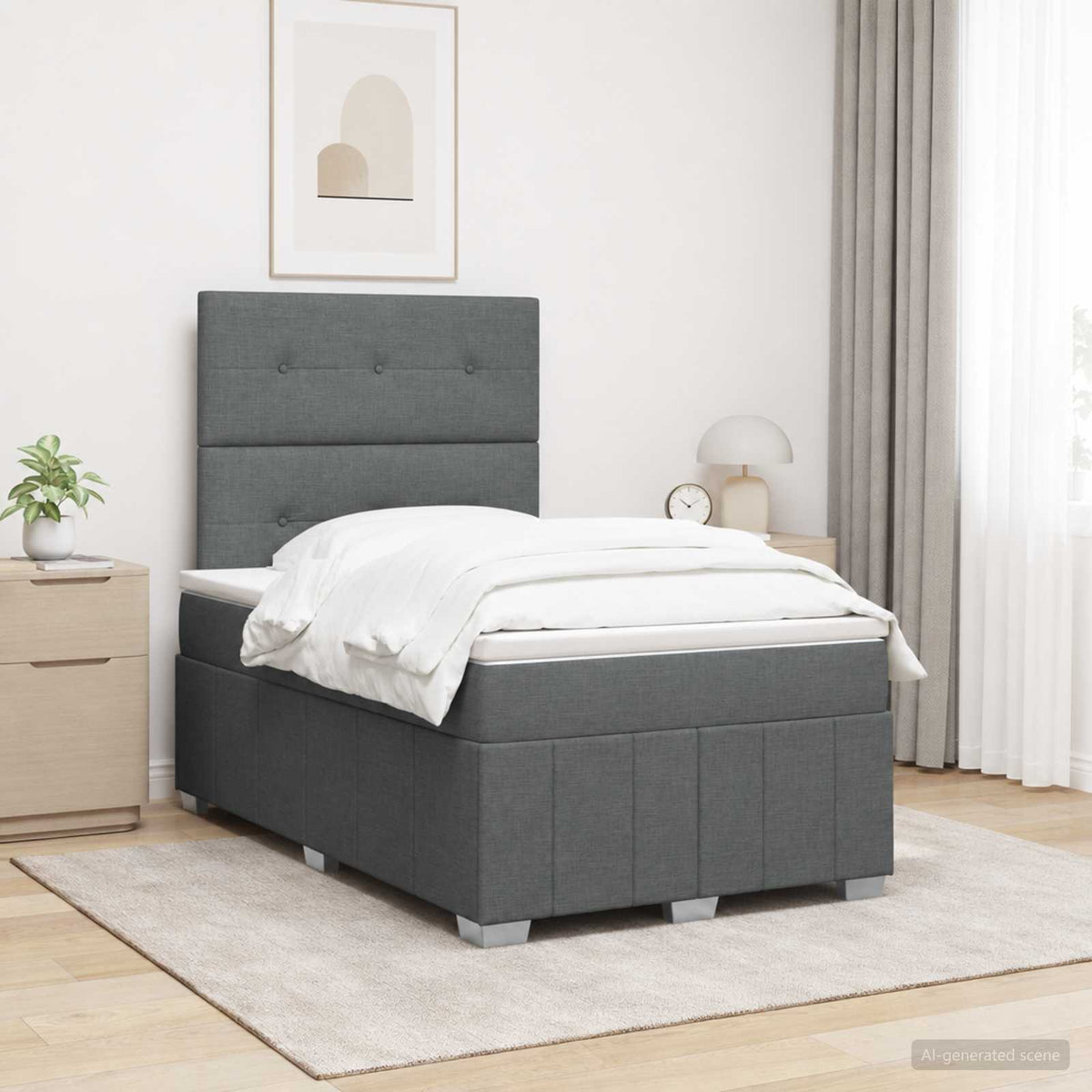 vidaXL Łóżko z box spring LED z materacem ciemnoszary 120 x 200 cm