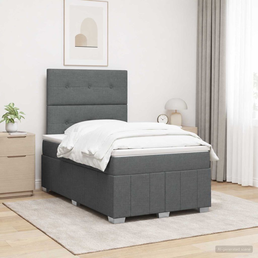 vidaXL Łóżko z box spring LED z materacem ciemnoszary 120 x 190 cm