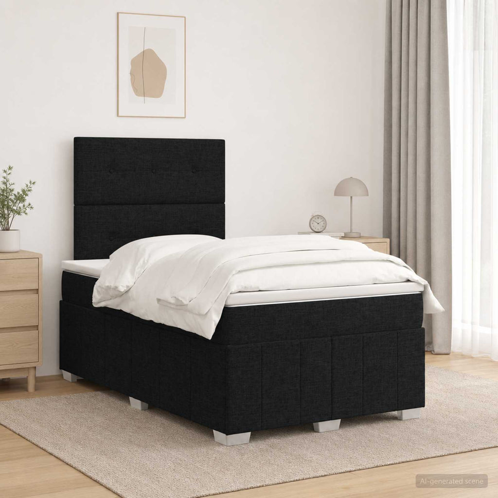vidaXL Łóżko z box spring LED z materacem Czarny 120 x 200 cm tkanina