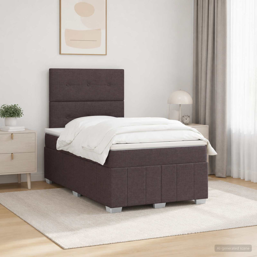 vidaXL Łóżko z box spring LED z materacem Ciemny brąz 120 x 190 cm