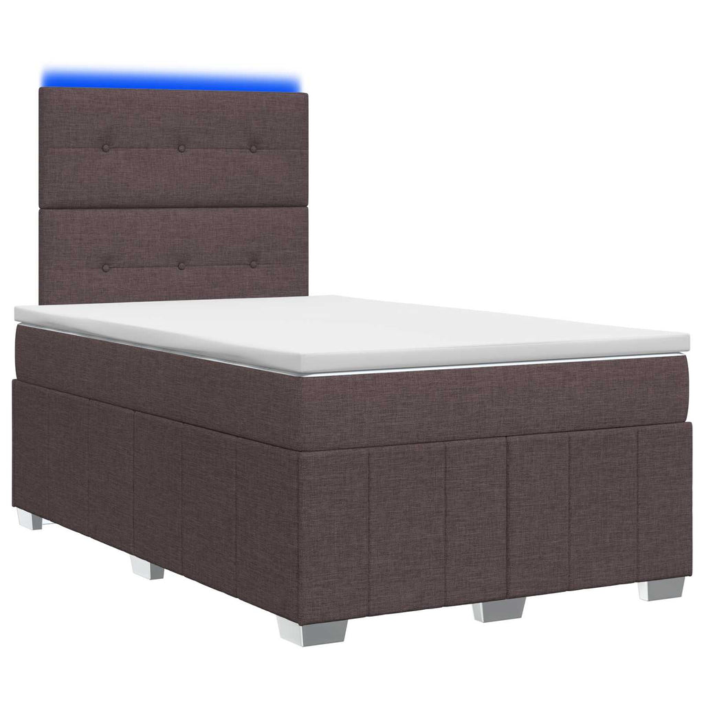 vidaXL Łóżko z box spring LED z materacem Ciemny brąz 120 x 190 cm
