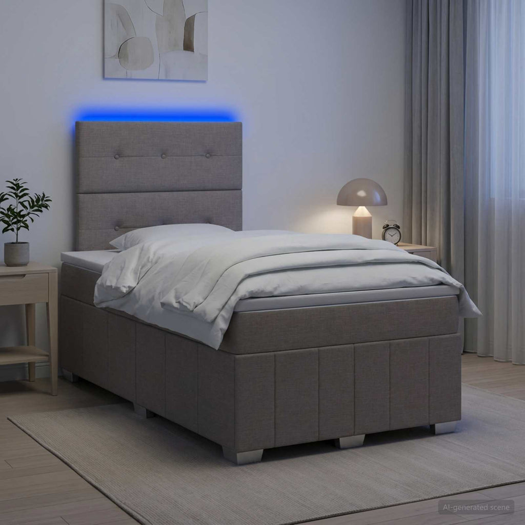 vidaXL Łóżko z box spring LED z materacem Ciemnoszary 120 x 190 cm