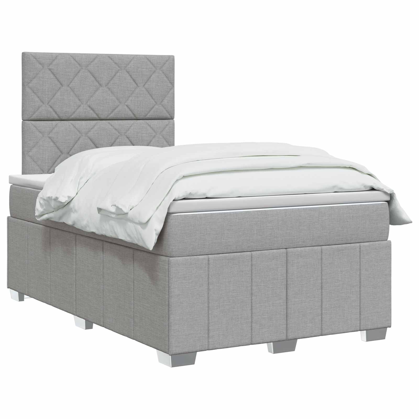 vidaXL Łóżko z box spring LED z materacem jasnoszary 120 x 190 cm