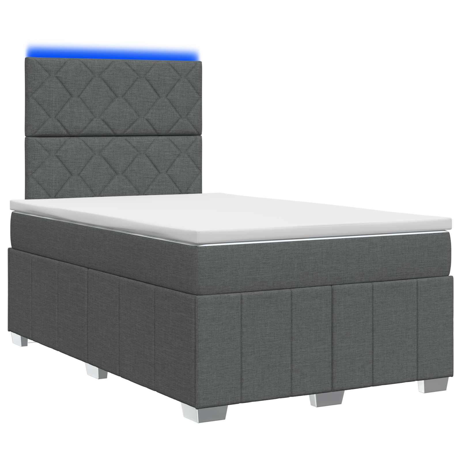 vidaXL Łóżko z box spring LED z materacem ciemnoszary 120 x 190 cm