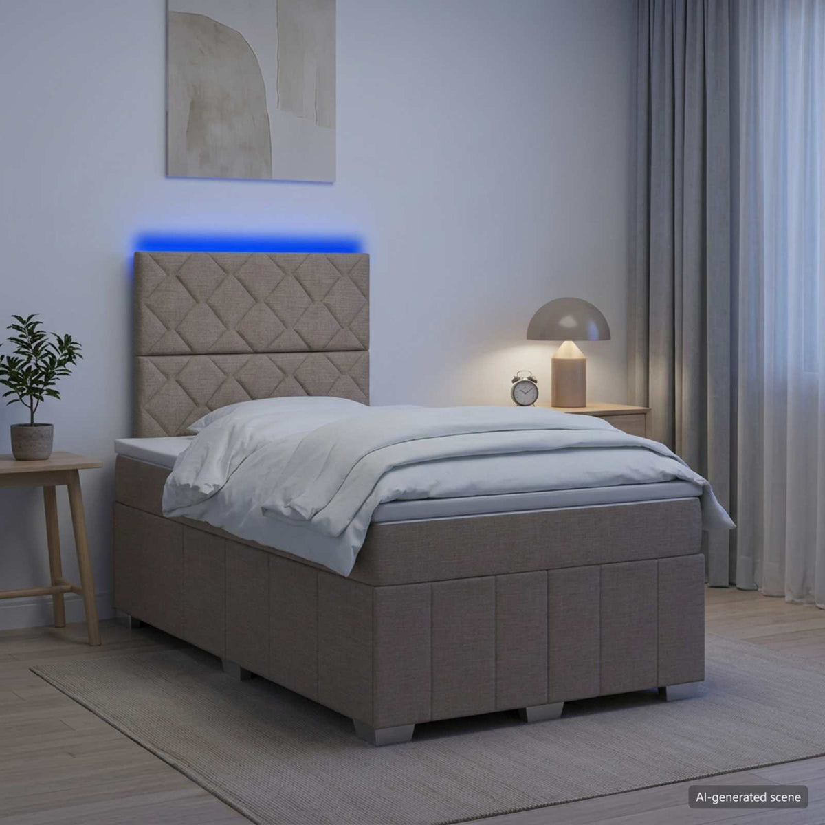 vidaXL Łóżko z box spring LED z materacem Ciemnoszary 120 x 190 cm