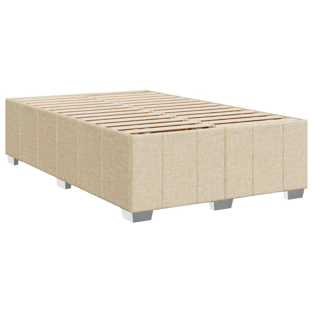 vidaXL Łóżko z box spring LED z materacem kremowy 120 x 190 cm tkanina