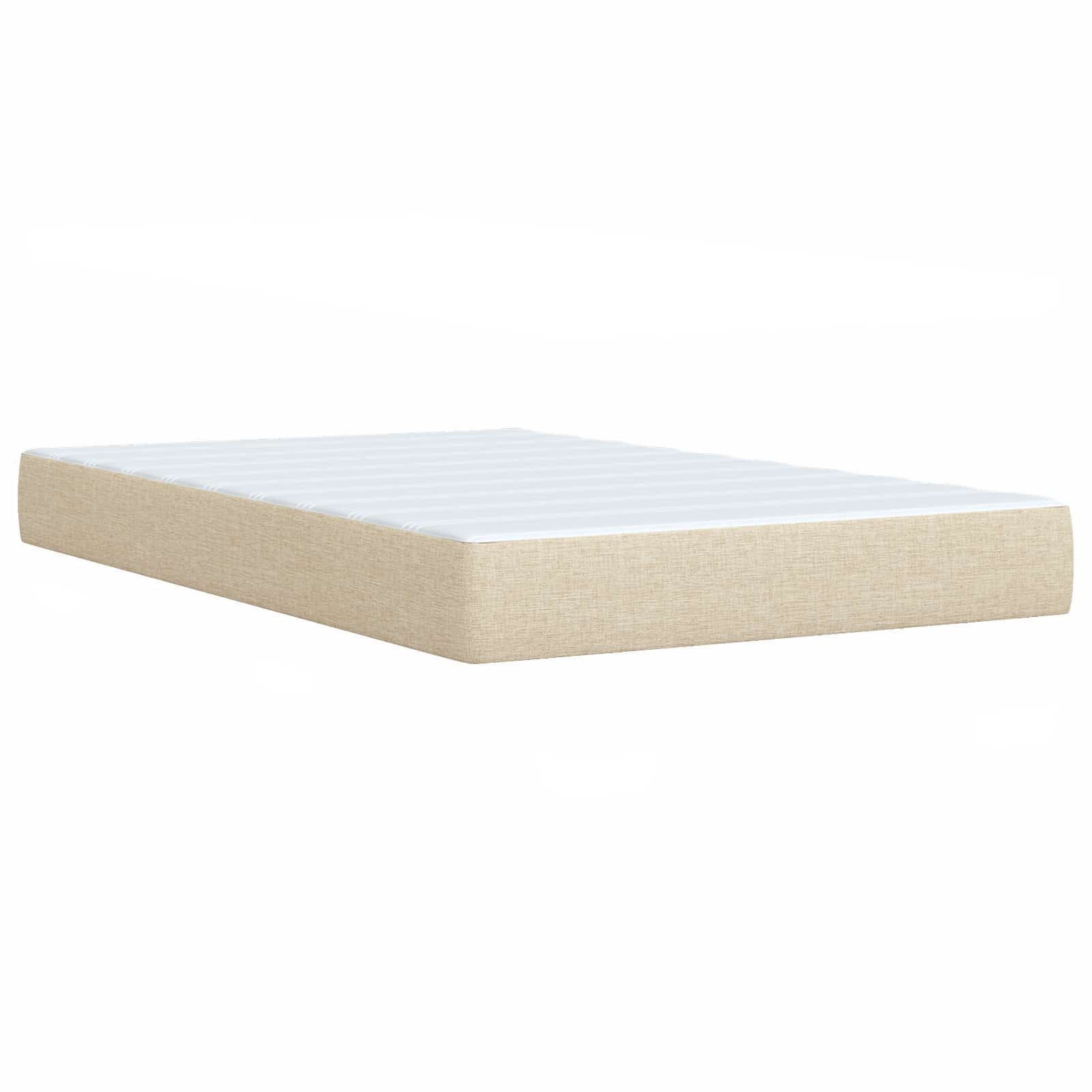 vidaXL Łóżko z box spring LED z materacem kremowy 120 x 190 cm tkanina