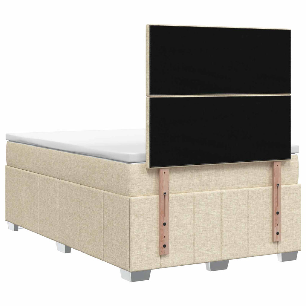 vidaXL Łóżko z box spring LED z materacem kremowy 120 x 190 cm tkanina