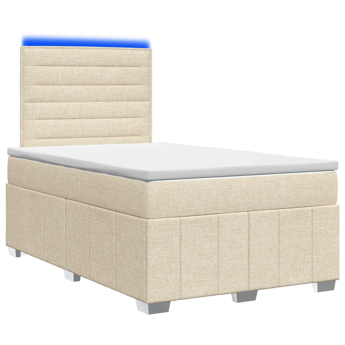 vidaXL Łóżko z box spring LED z materacem kremowy 120 x 200 cm tkanina