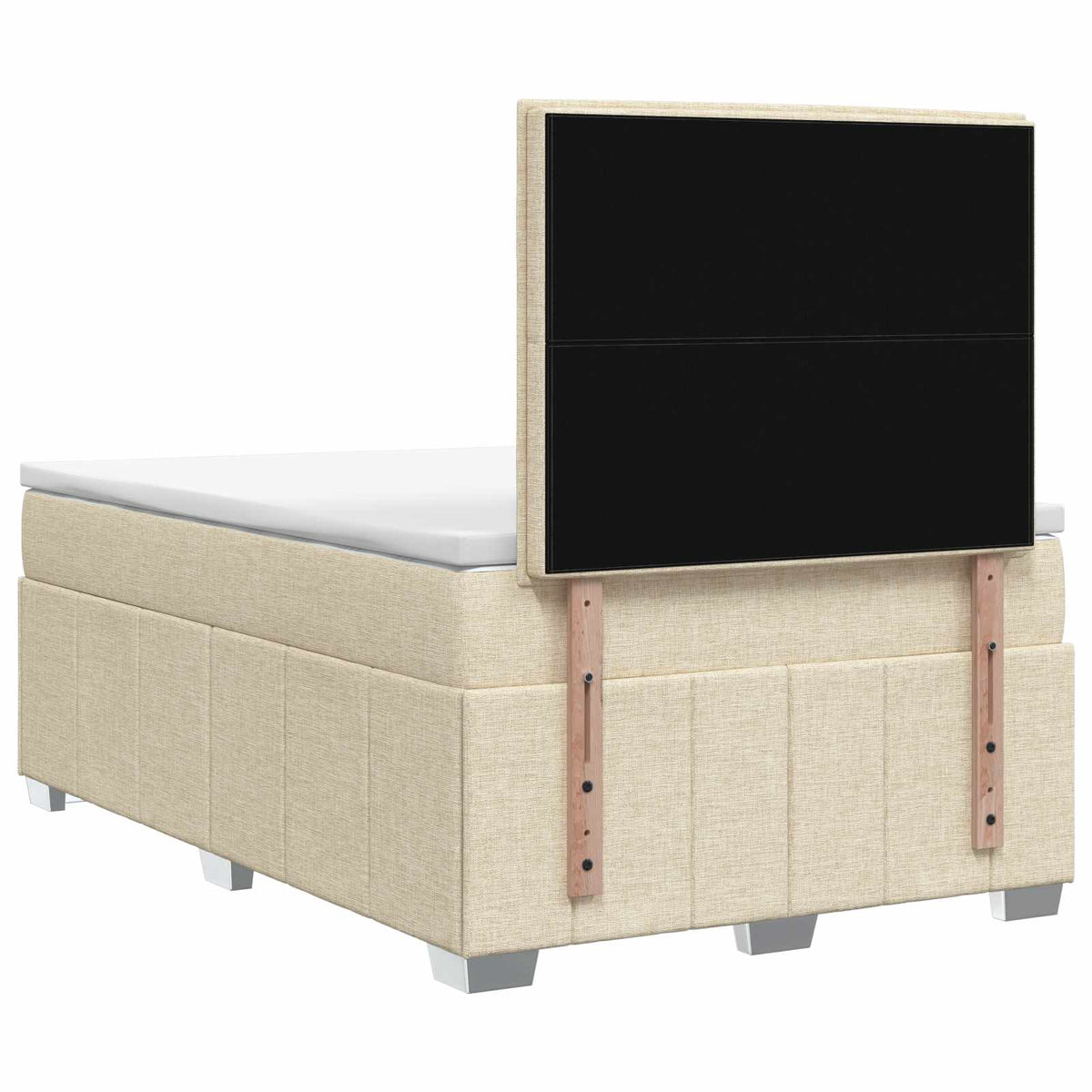 vidaXL Łóżko z box spring LED z materacem kremowy 120 x 200 cm tkanina