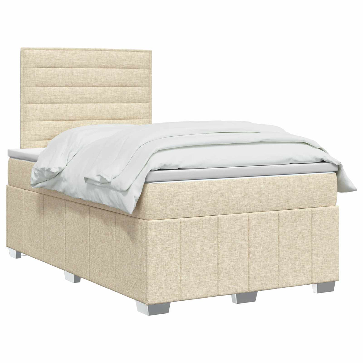 vidaXL Łóżko z box spring LED z materacem kremowy 120 x 200 cm tkanina