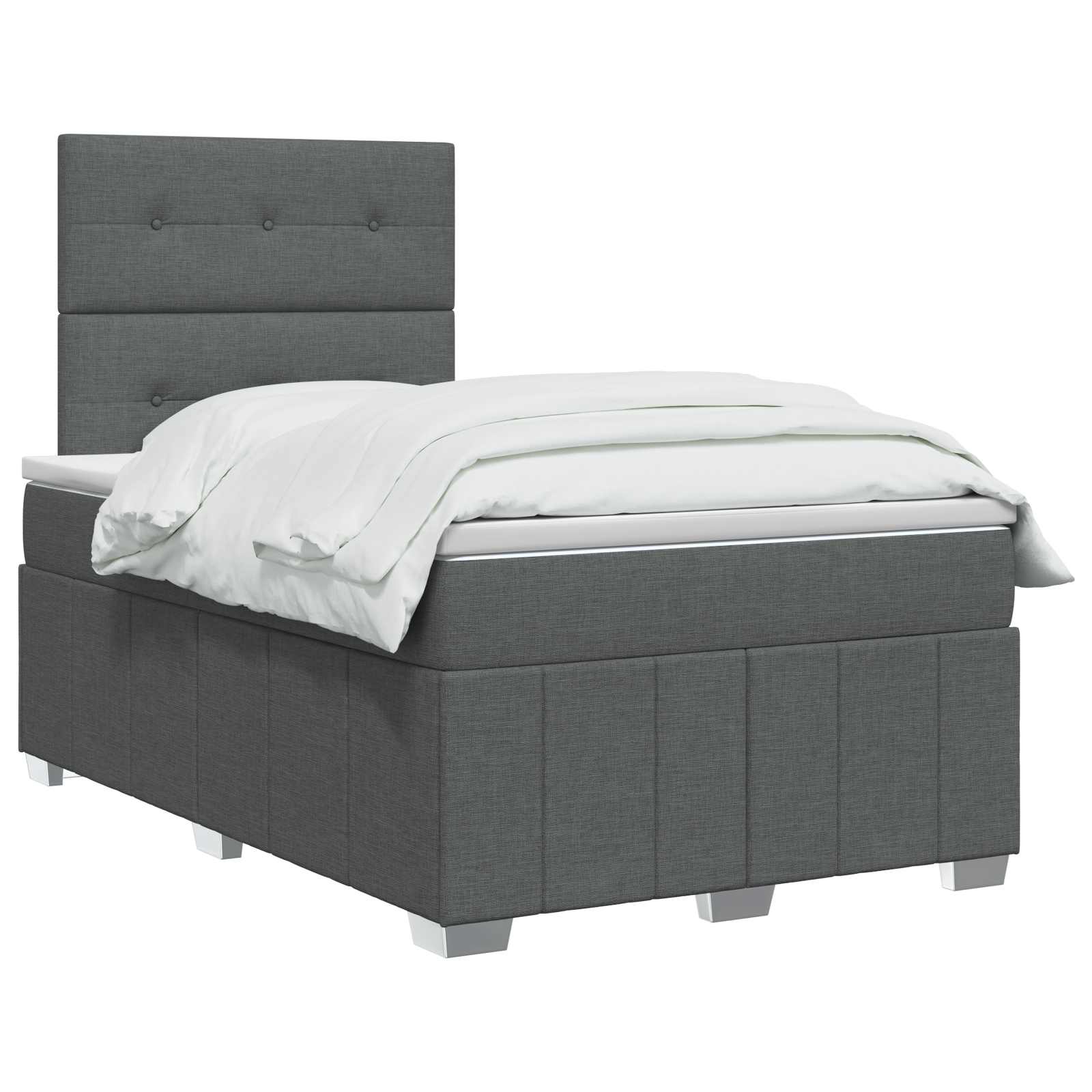 vidaXL Łóżko z box spring LED z materacem ciemnoszary 120 x 200 cm