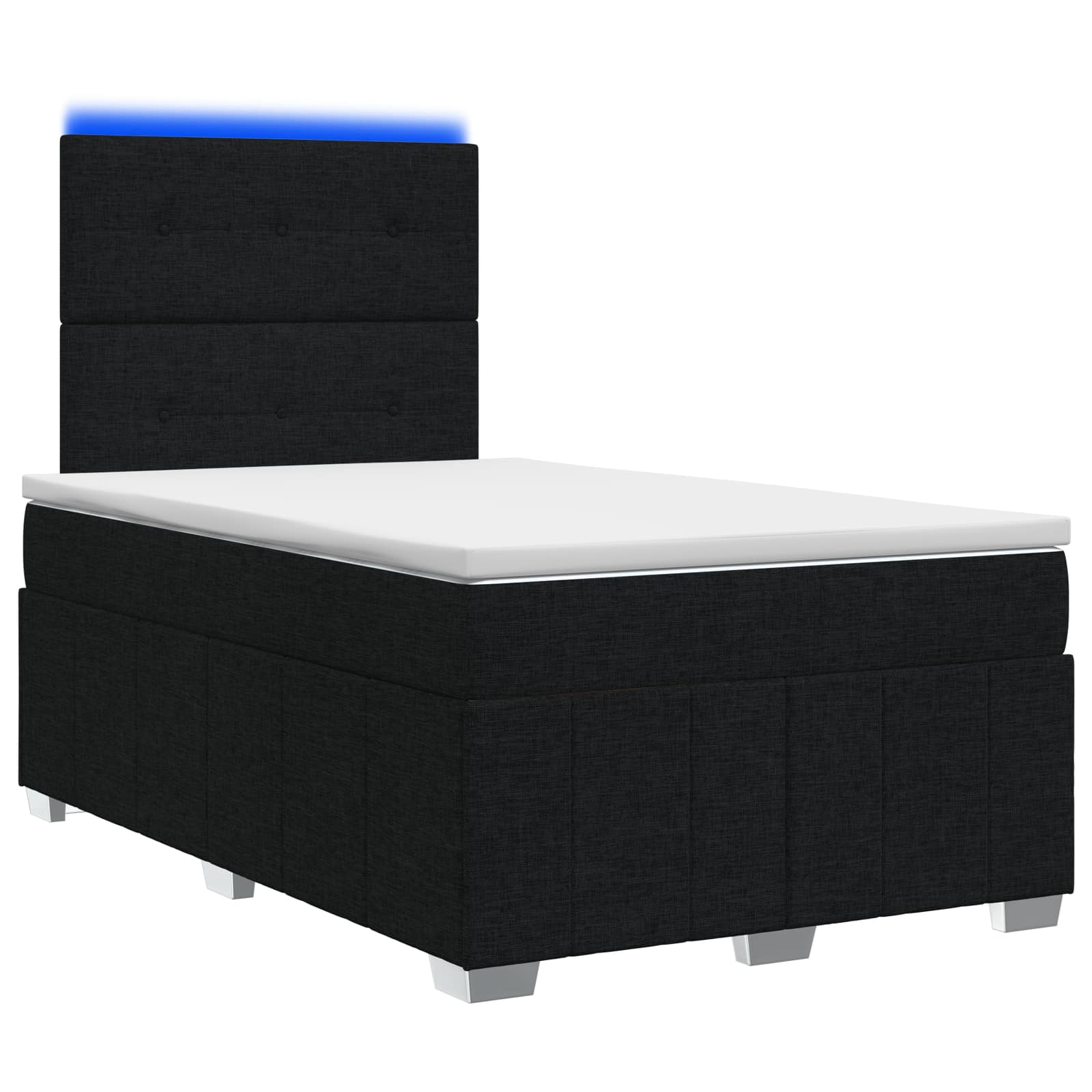 vidaXL Łóżko z box spring LED z materacem Czarny 120 x 200 cm tkanina