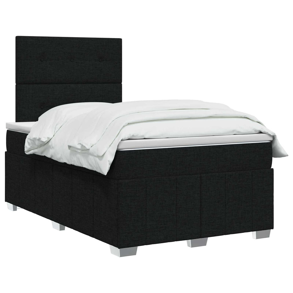 vidaXL Łóżko z box spring LED z materacem Czarny 120 x 200 cm tkanina