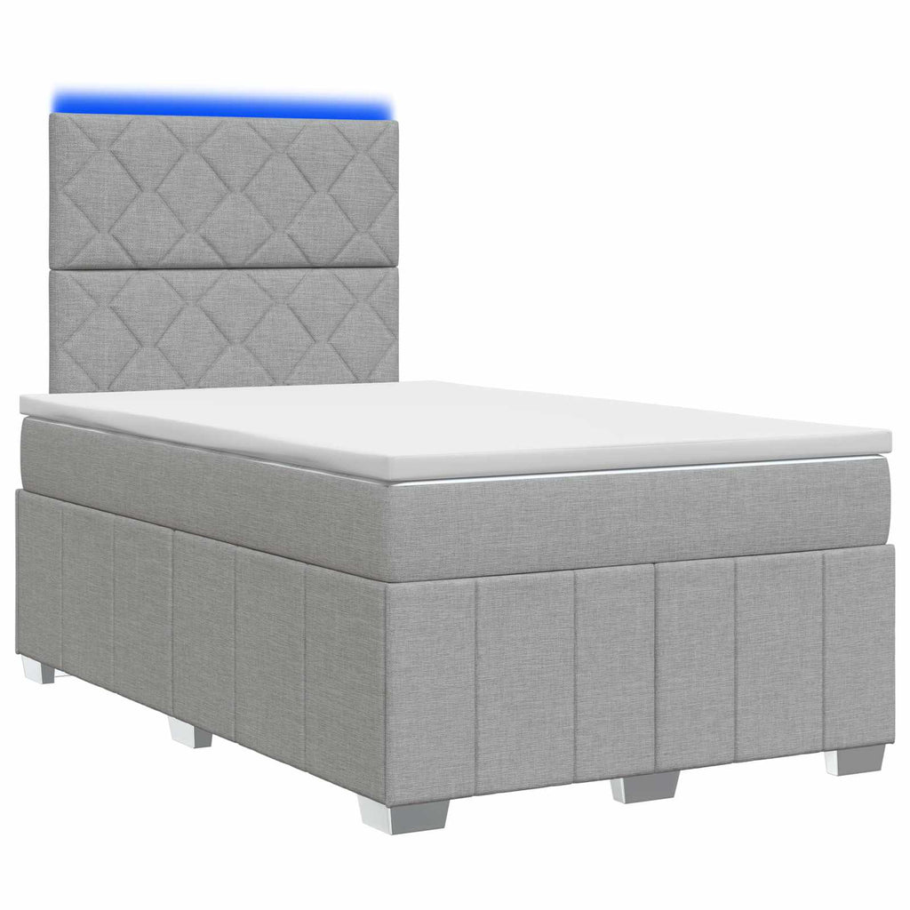 vidaXL Łóżko z box spring LED z materacem jasnoszary 120 x 200 cm