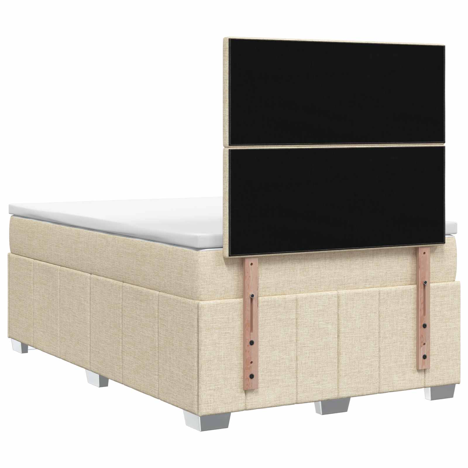 vidaXL Łóżko z box spring LED z materacem kremowy 120 x 200 cm tkanina
