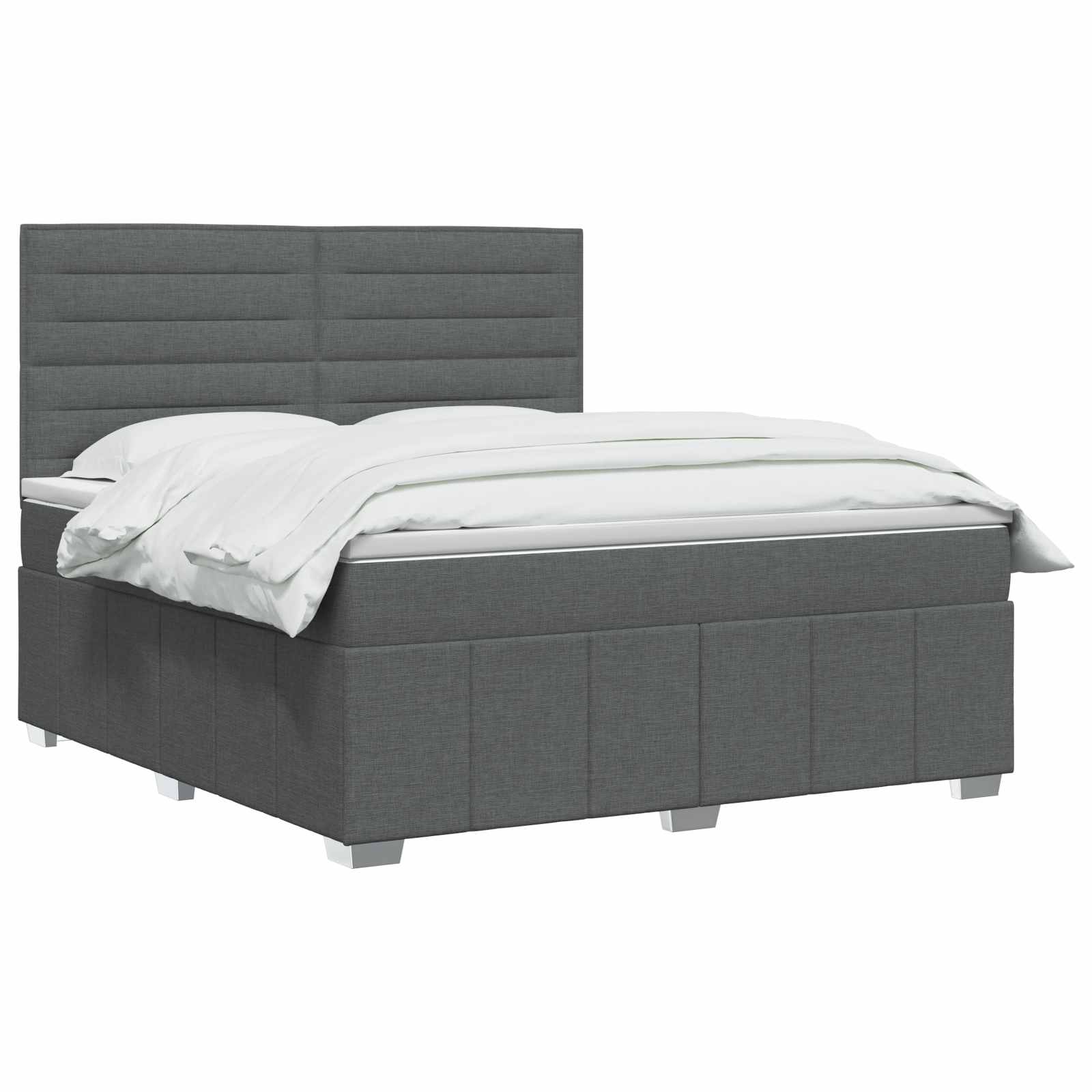 vidaXL Łóżko z box spring LED z materacem ciemnoszary 140 x 190 cm