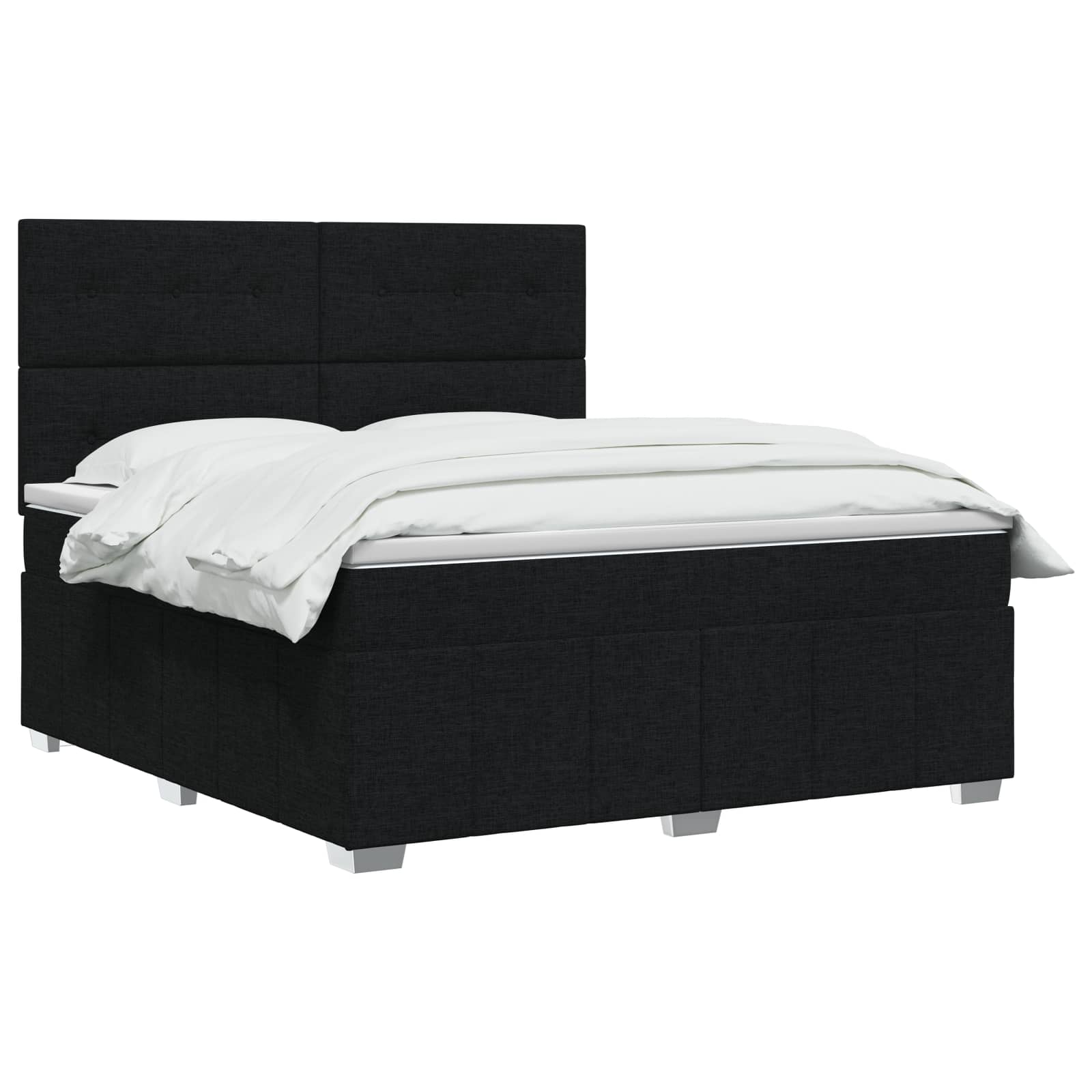 vidaXL Łóżko z box spring LED z materacem Czarny 140 x 190 cm tkanina