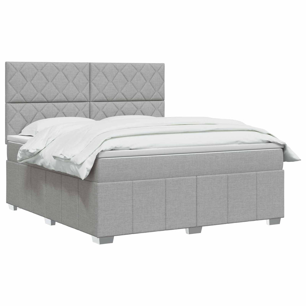 vidaXL Łóżko z box spring LED z materacem jasnoszary 140 x 190 cm